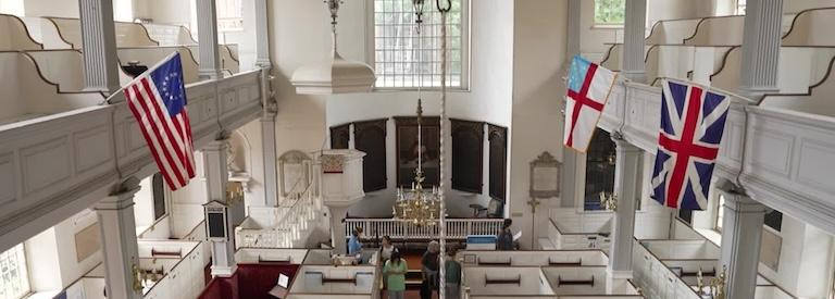 A view of Boston's Old North Church from the balcony.